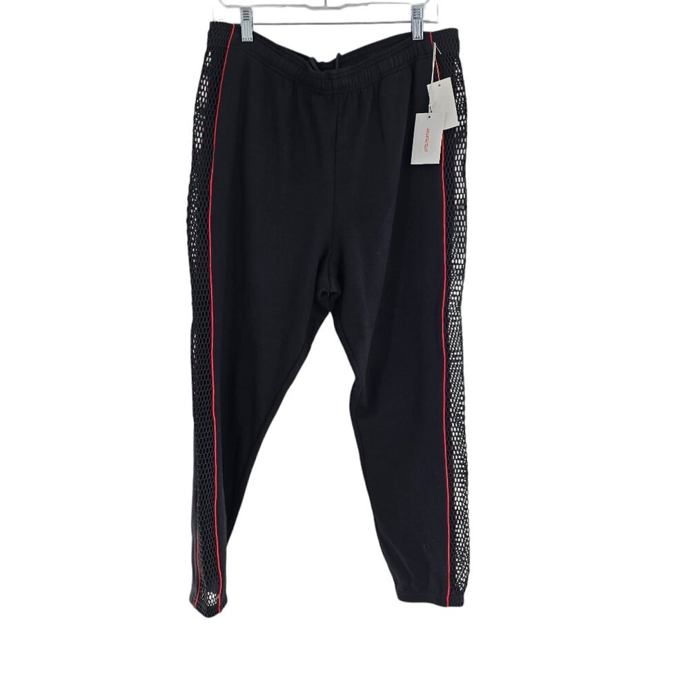 NWT Good American Mesh Sweatpants Core Pant Black Size XL